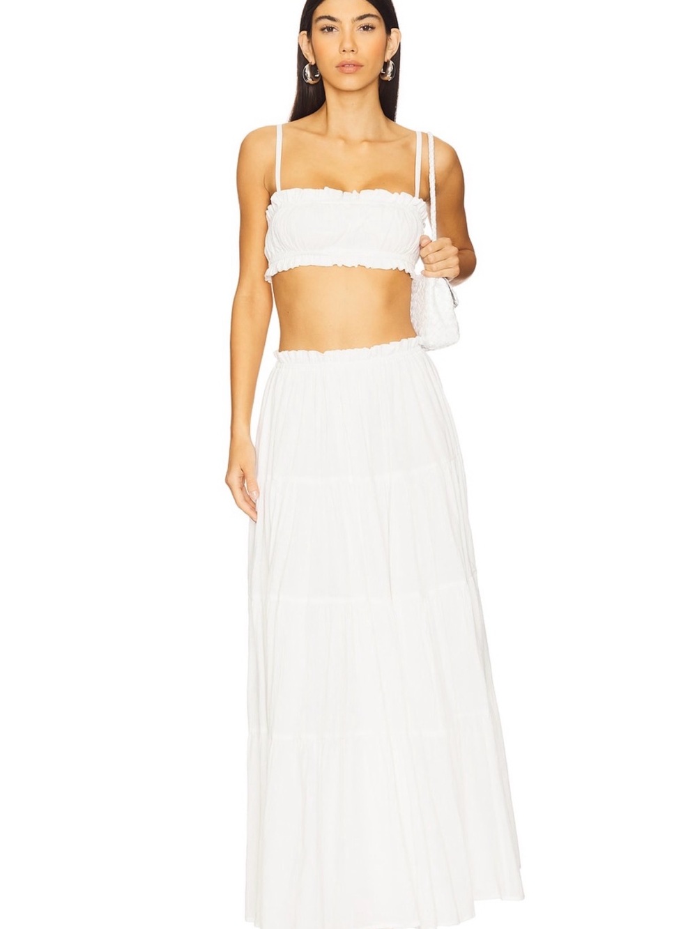 Lightweight White Tiered Maxi Skirt - Flowy Summer Skirt